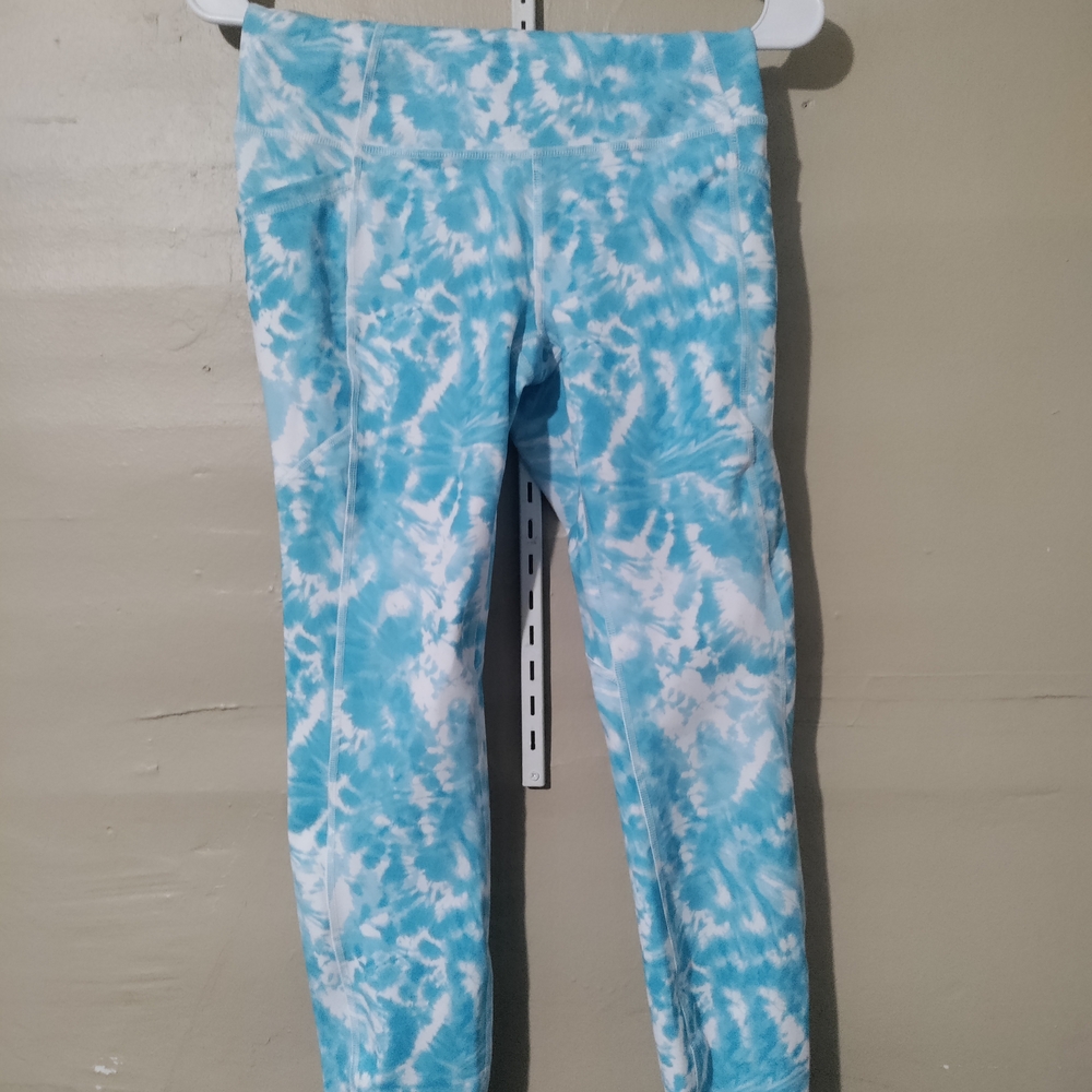 RBX Blue and White Tie-Dye Leggings with Wide Waistband